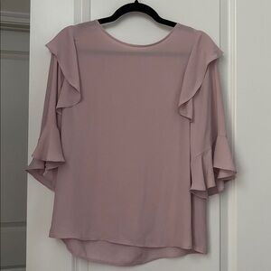 LOFT Mauve Ruffle Sleeve Blouse